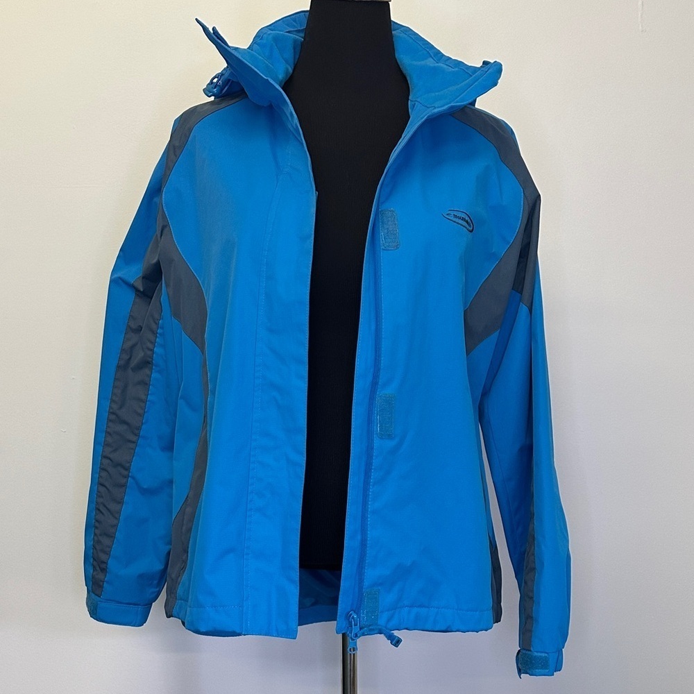 Blue and Gray lined rain Jacket